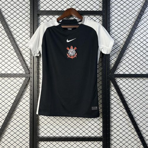 CAMISA CORINTHIANS FEMININA PRETA TORCEDOR 25/26
